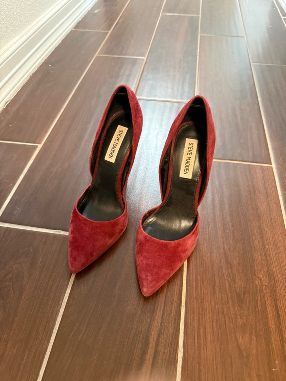 Steve Madden Burgundy Suede Pointed-Toe Pumps